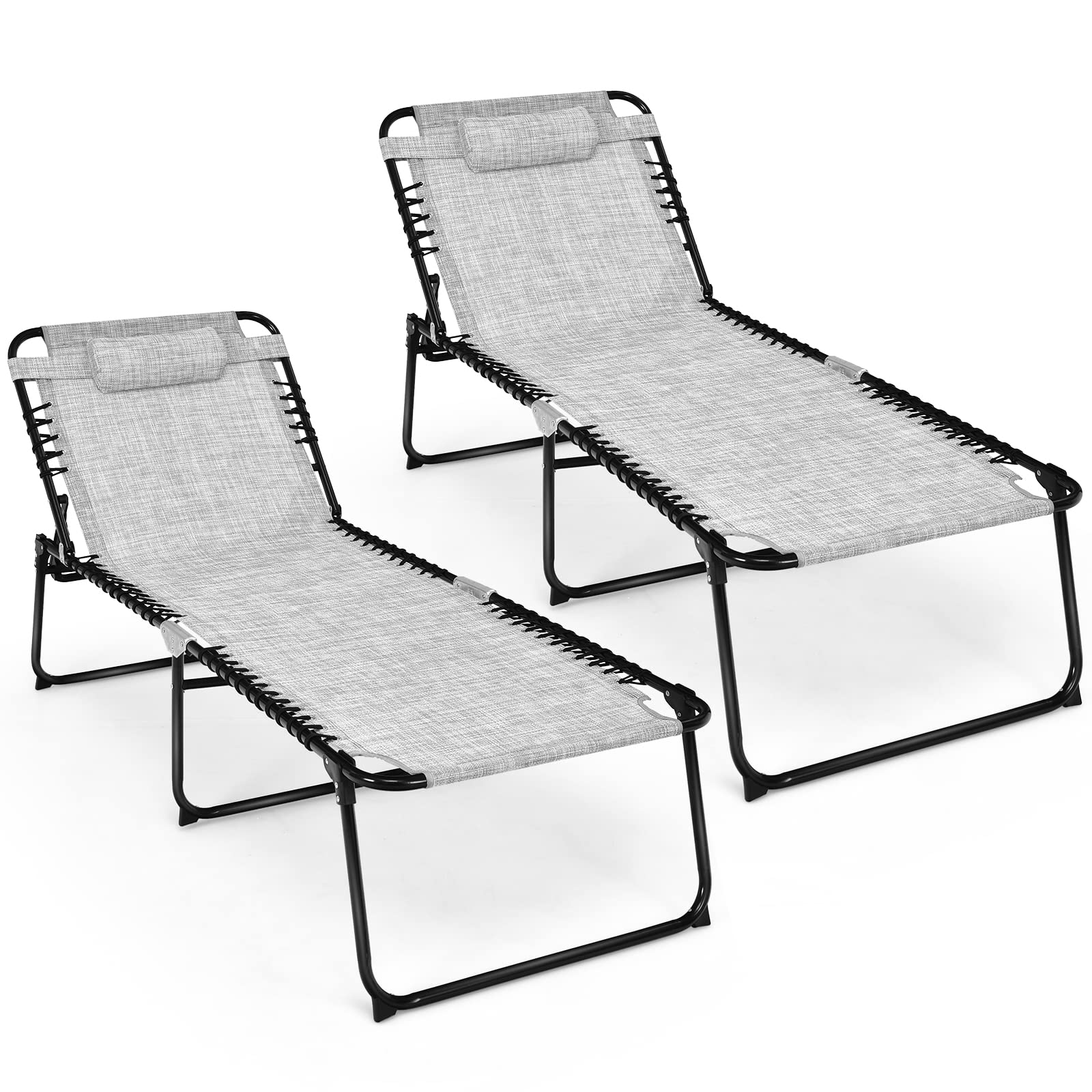 Tangkula Widen Folding Chaise Lounge Chair Set of 1/2